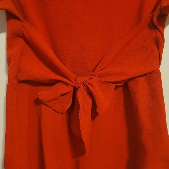 Stella Tweed Red Chiffon Tie Front Blouse - Picture 2 of 10